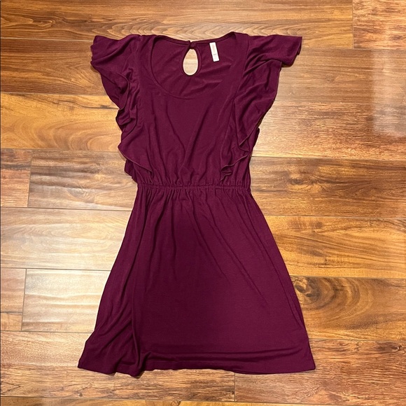 Xhilaration Deep Purple Ruffle Sleeve Dress Size Small - Picture 1 of 6